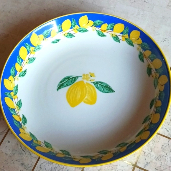 Lidia bastianich Pasta Bowl, stoneware, 12 1/2" dia., lemons design,NEW IN BOX - Picture 8 of 8